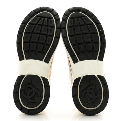 Chanel Fabric Laminated Calfskin Stretch CC Sneakers 35.5 White Gold Silver 5 of 10