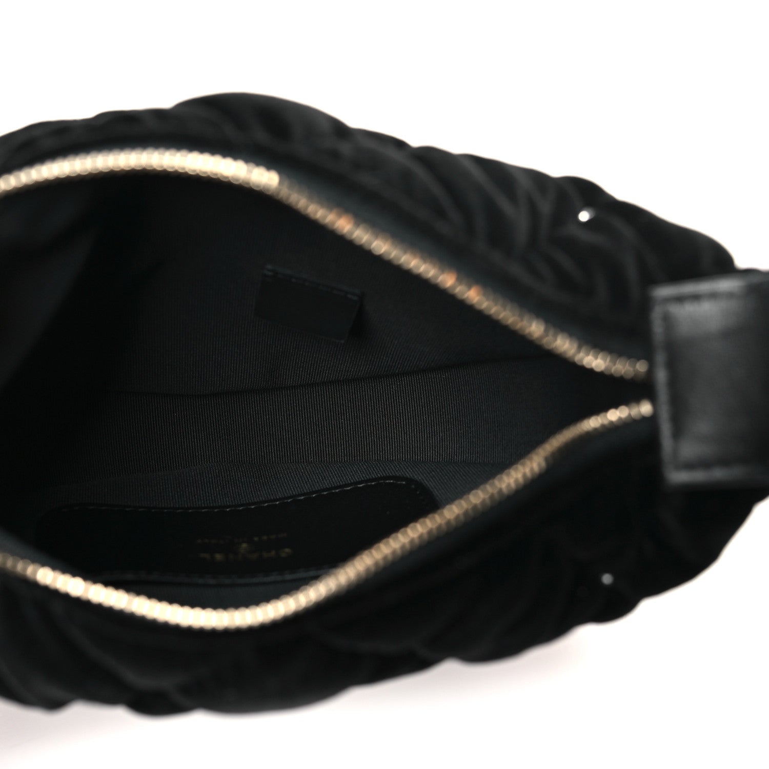 Chanel Velvet Diamanté Quilted Pocket Pouch Hobo Black 5 of 12