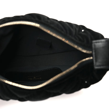 Chanel Velvet Diamanté Quilted Pocket Pouch Hobo Black 5 of 12