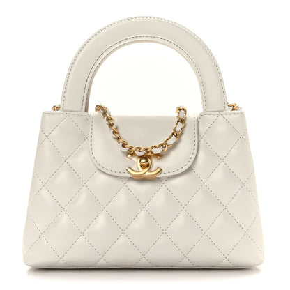 Chanel Shiny Aged Calfskin Quilted Nano Kelly Shopper White 1 of 10