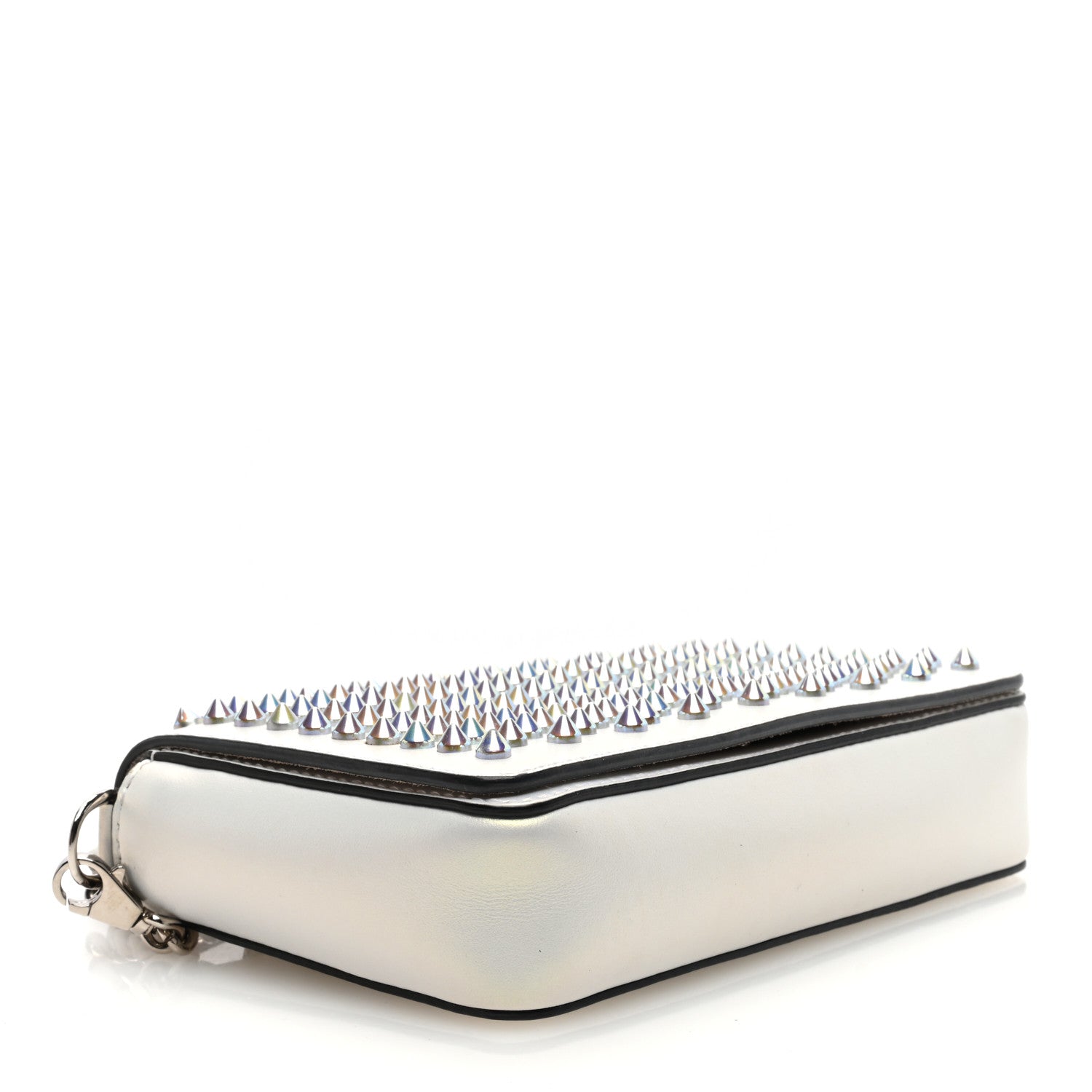 Christian Louboutin Metallic Calfskin Spiked Zoompouch Crossbody Snow Silver 4 of 9