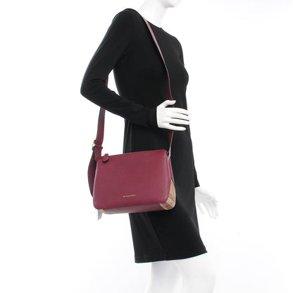 Burberry Soft Grain Calfskin House Check Small Helmsley Crossbody Dark Plum 2 of 8