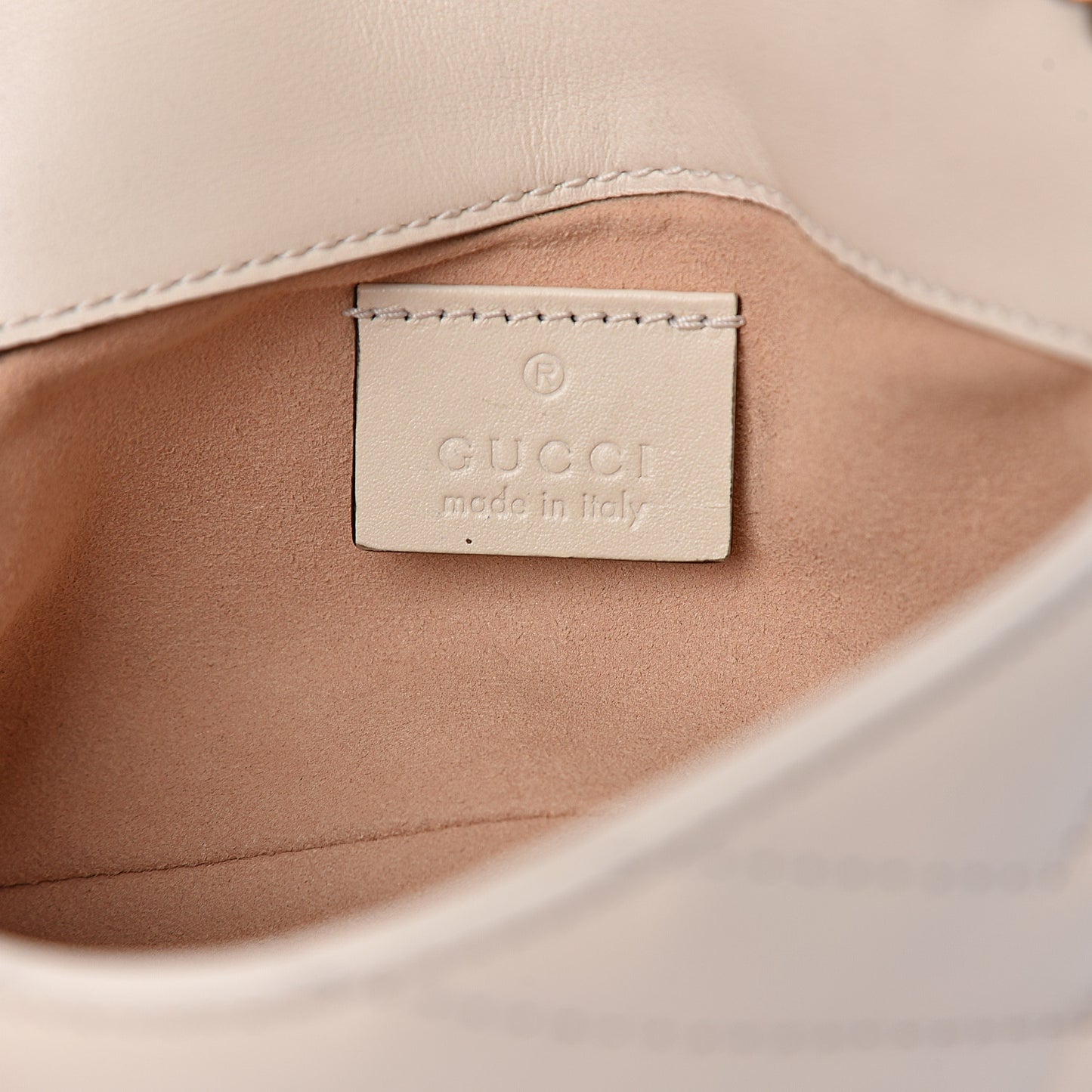 Calfskin Matelasse Super Mini GG Marmont Shoulder Bag White
