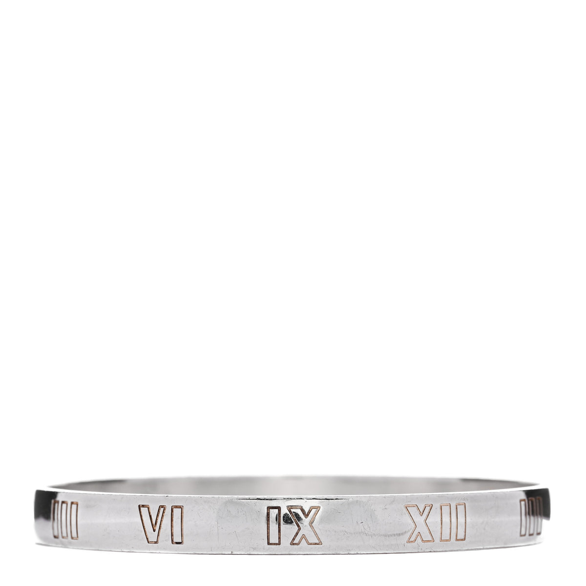 Tiffany Sterling Silver Diamond Narrow Atlas Bangle Bracelet 2 of 3