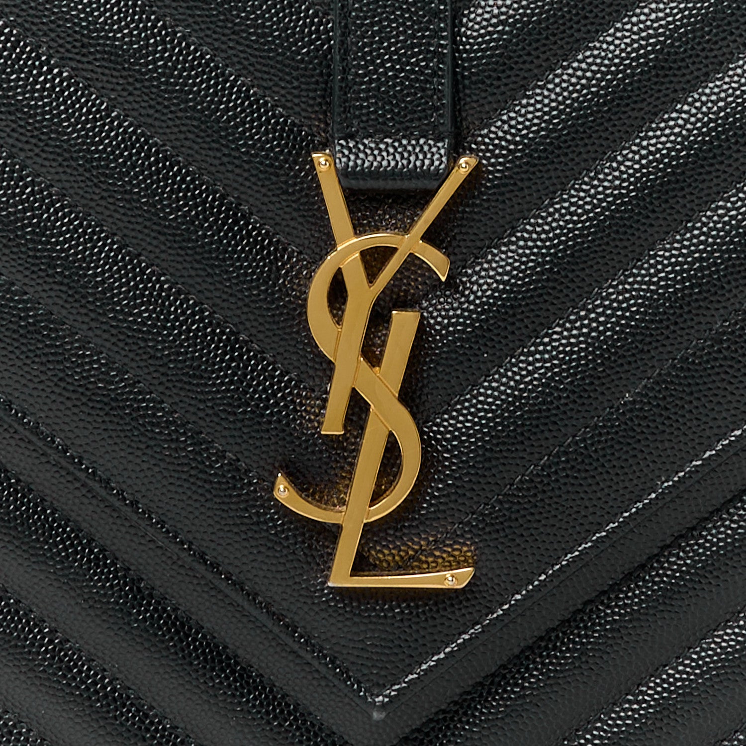 Saint Laurent Grain De Poudre Matelasse Chevron Large Monogram Satchel Black 9 of 11