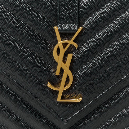 Saint Laurent Grain De Poudre Matelasse Chevron Large Monogram Satchel Black 9 of 11