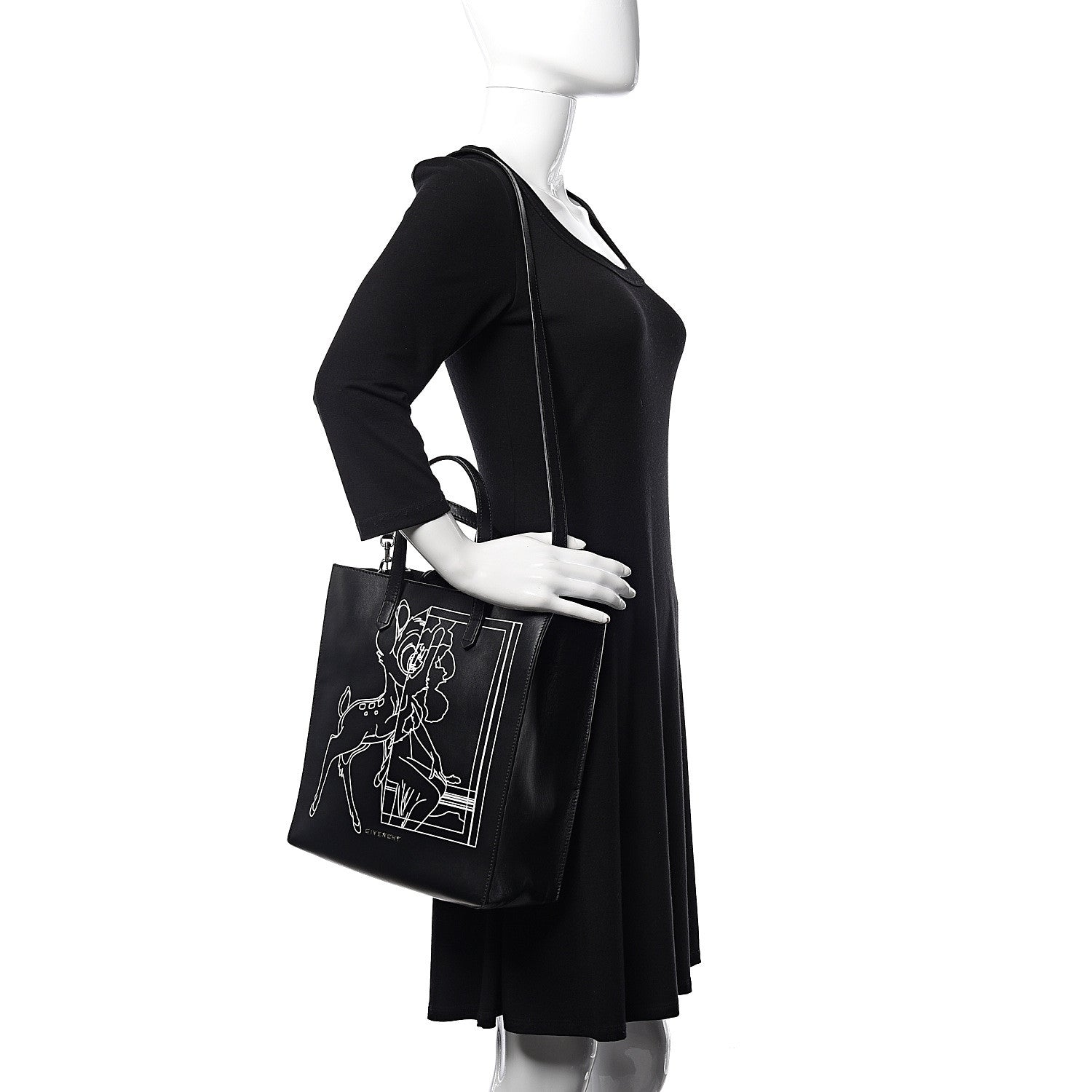 Givenchy Calfskin Bambi Print Small Stargate Shopper Tote Black 2 of 10