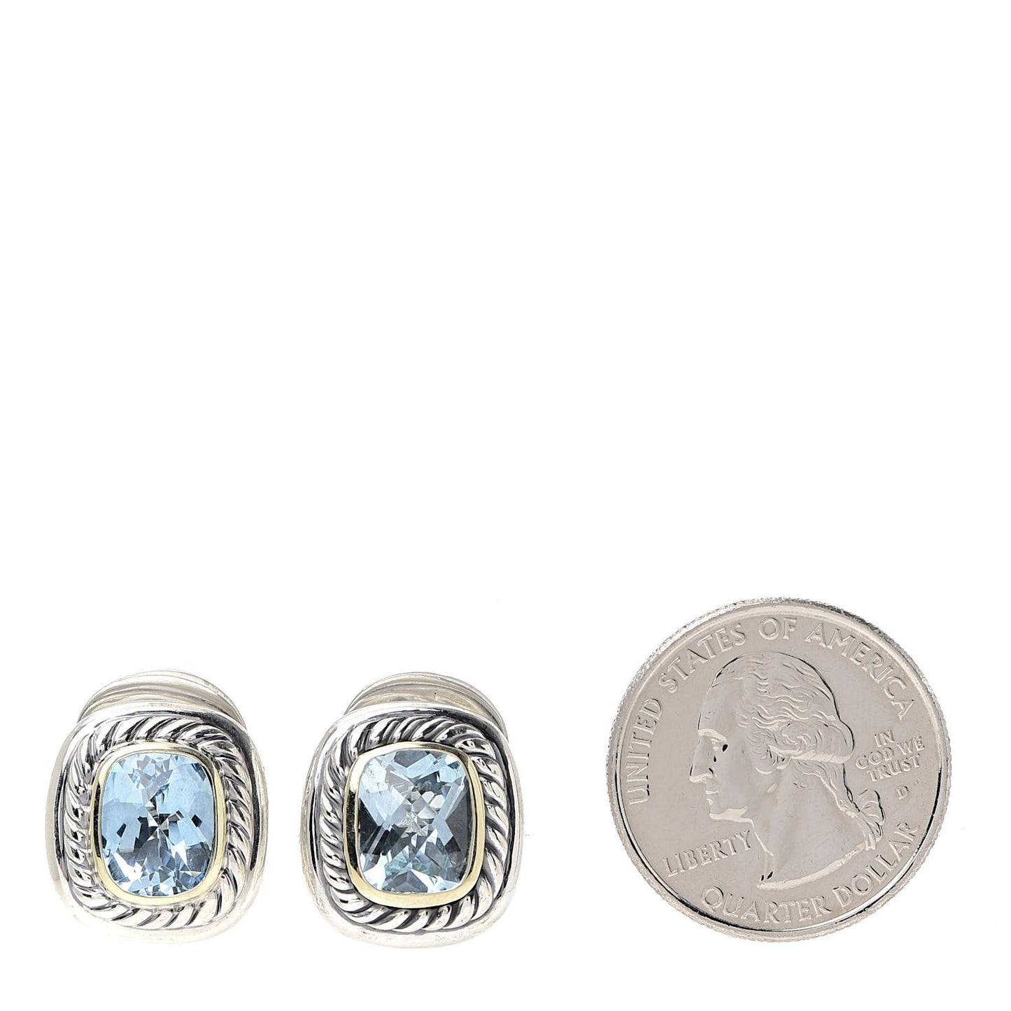 Sterling Silver 14K Yellow Gold Blue Topaz Albion Earrings