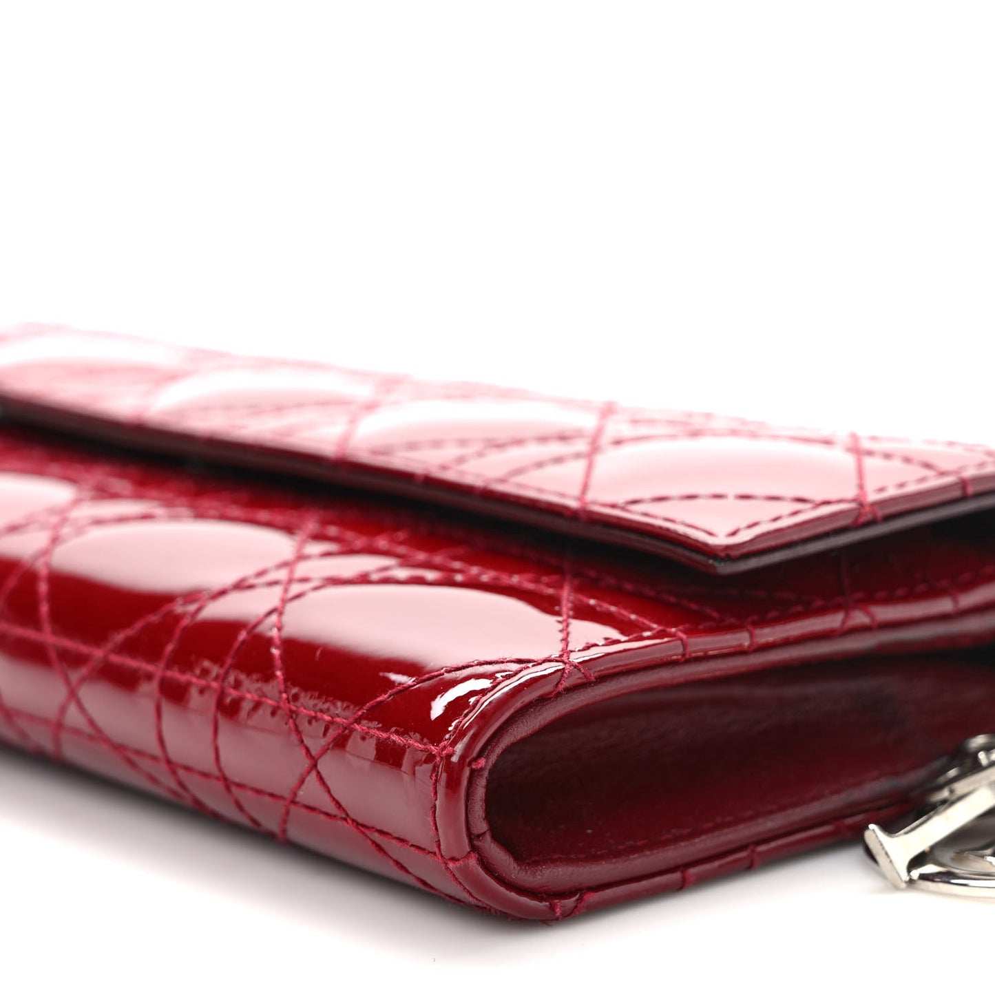 Patent Cannage Lady Dior Rendezvous Wallet On Chain Red