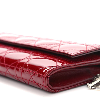 Christian Dior Patent Cannage Lady Dior Rendezvous Wallet On Chain Red 8 of 10