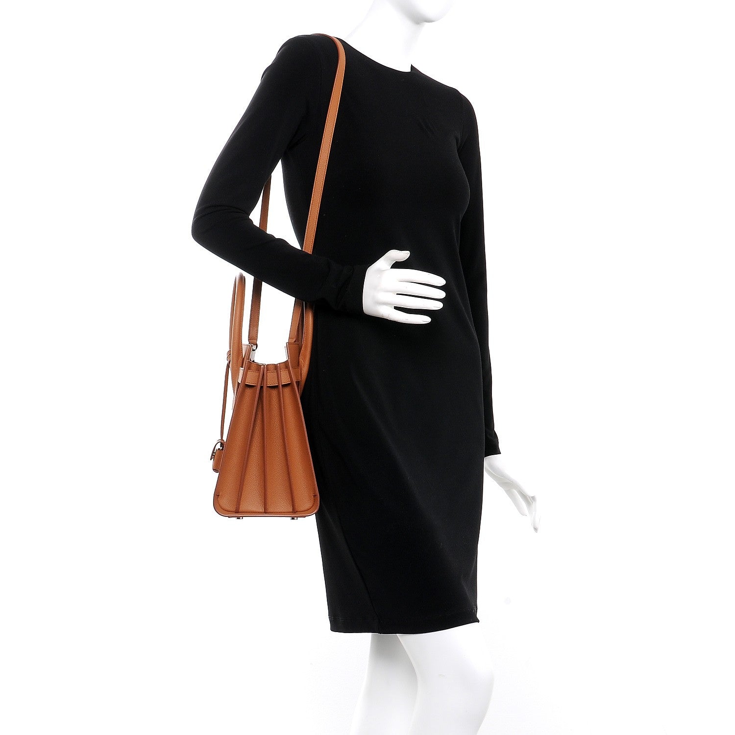 Saint Laurent Grained Calfskin Small Sac de Jour Saddle Brown 2 of 8