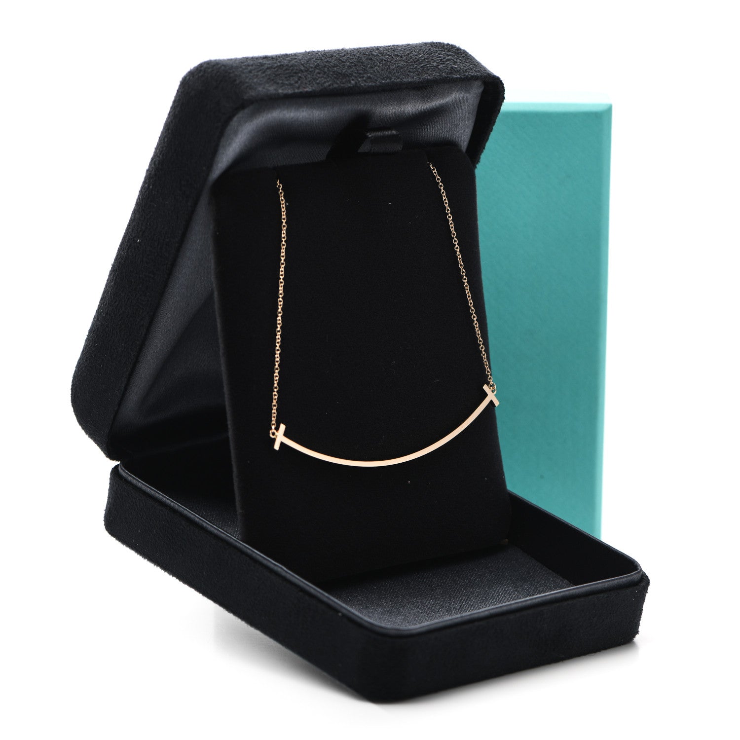 Tiffany 18K Rose Gold Large T Smile Pendant Necklace 6 of 6