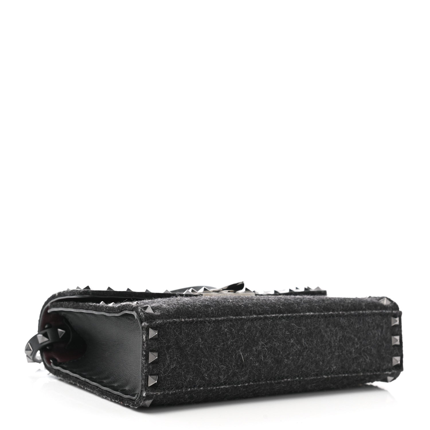 Valentino Garavani Wool Calfskin Medium Rockstud Flip Lock Crossbody Bag Black 4 of 9