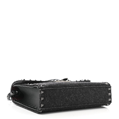 Valentino Garavani Wool Calfskin Medium Rockstud Flip Lock Crossbody Bag Black 4 of 9