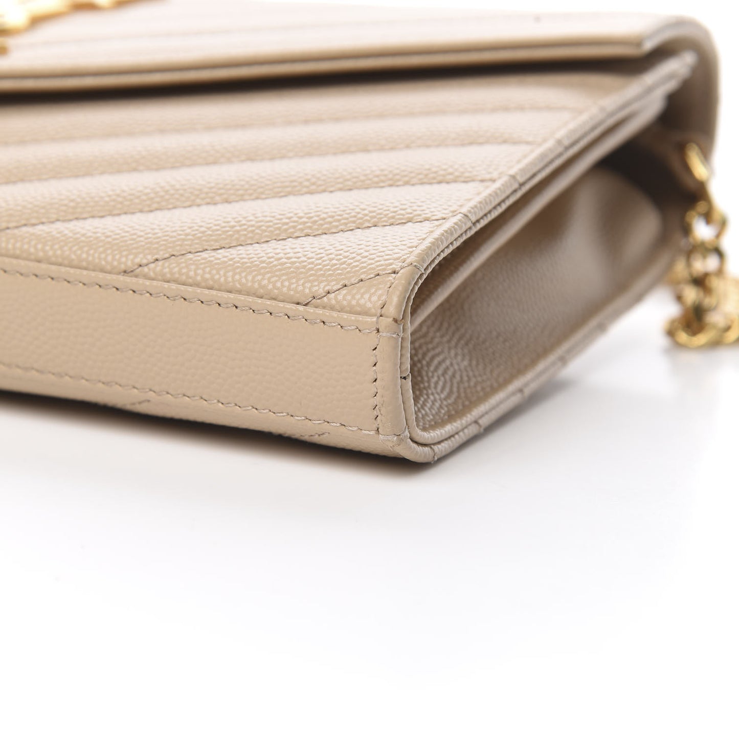 Grain De Poudre Matelasse Chevron Monogram Chain Wallet Nude Powder