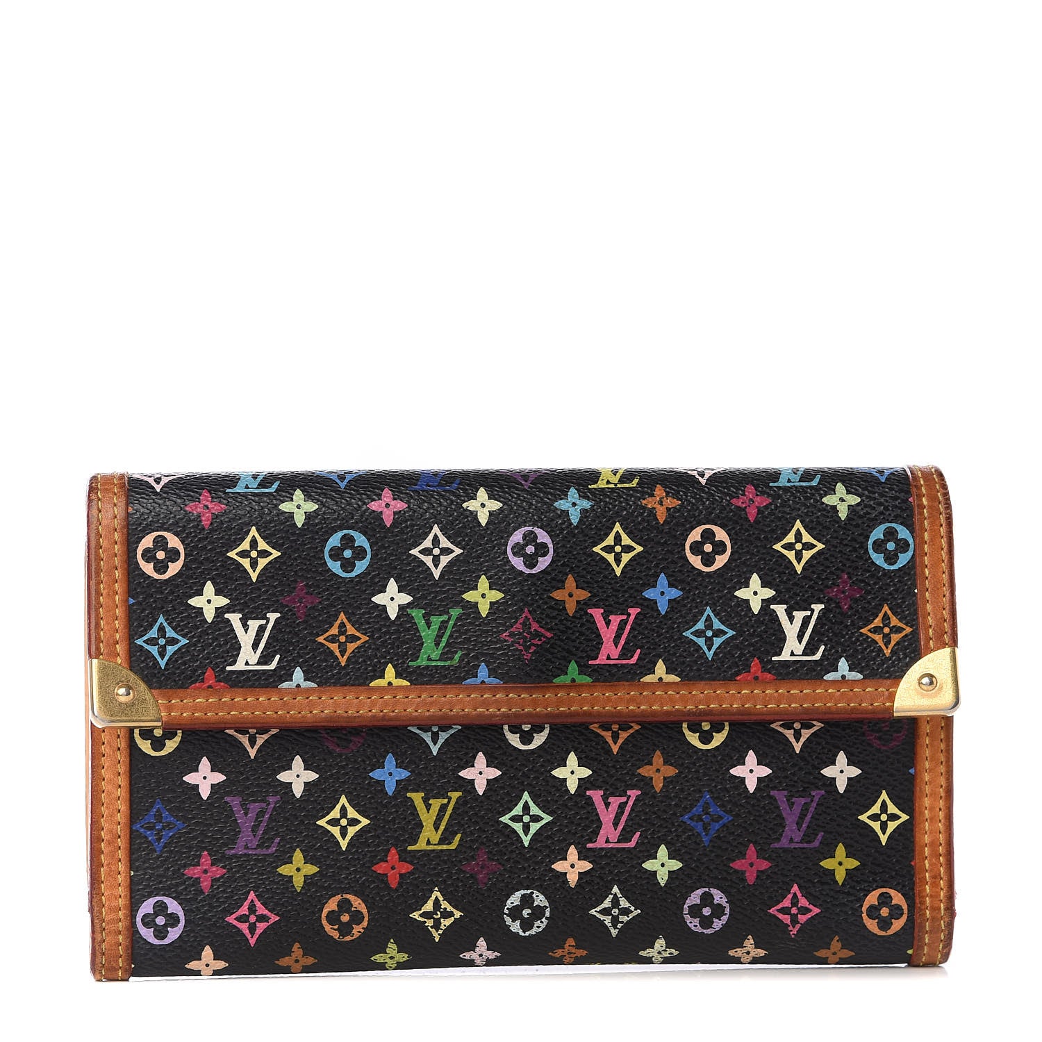 Louis Vuitton Monogram Multicolor Porte Tresor International Wallet Black 1 of 8