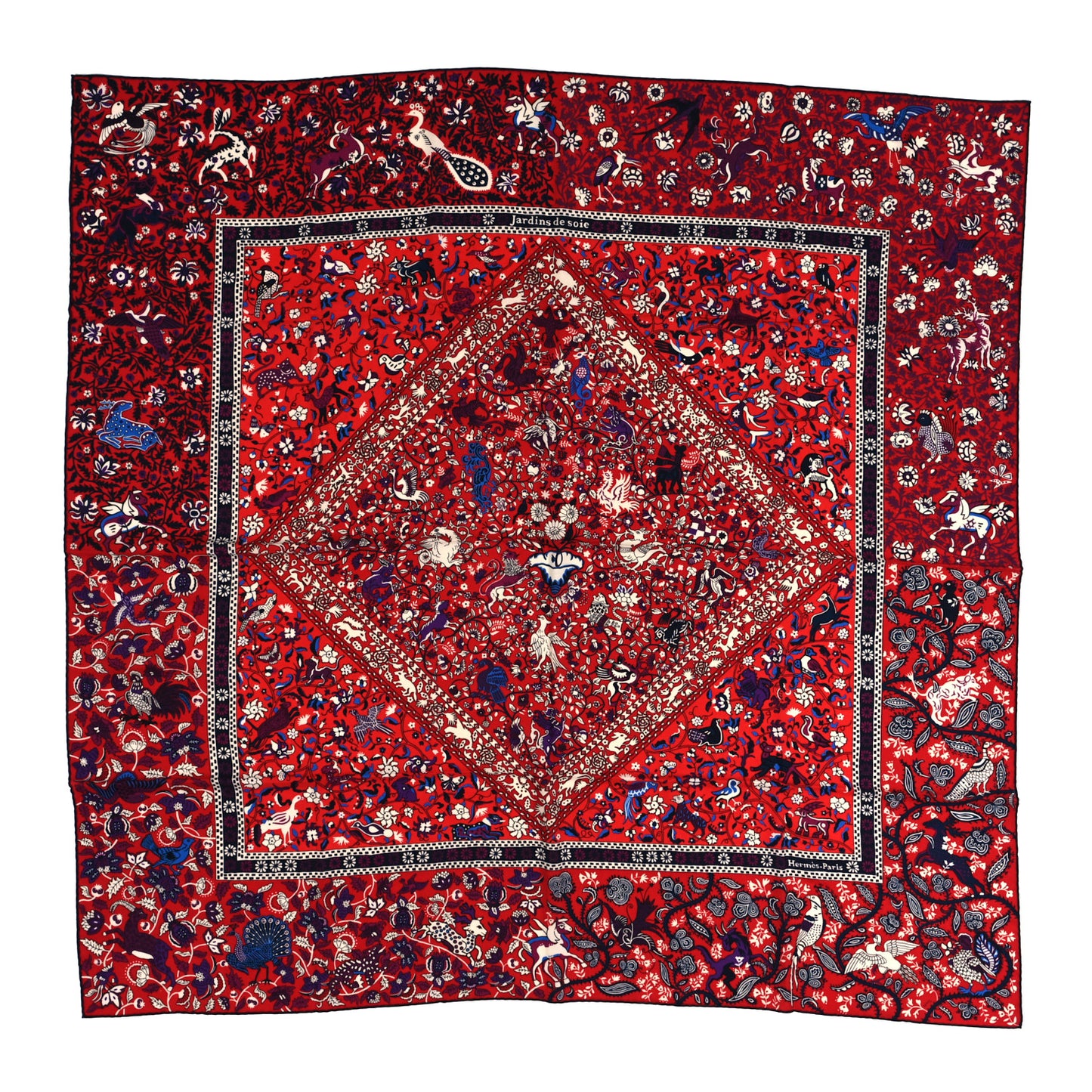 Cashmere Silk Jardins De Soie Shawl 140 Rouge Blue Violet