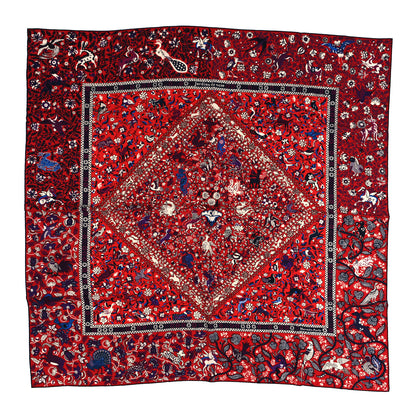 Hermes Cashmere Silk Jardins De Soie Shawl 140 Rouge Blue Violet 1 of 5