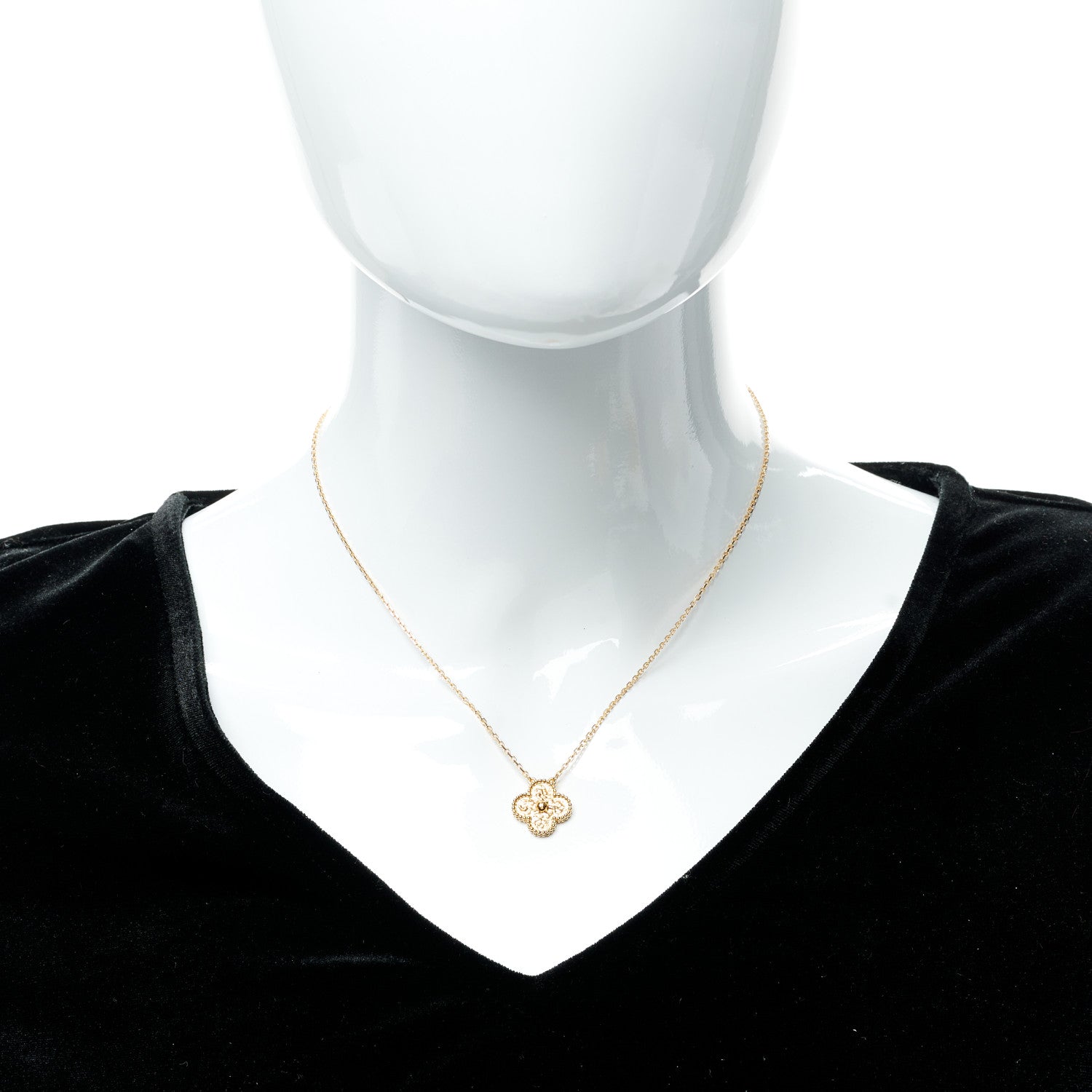Van Cleef & Arpels 18K Yellow Gold Vintage Alhambra Pendant Necklace 3 of 6