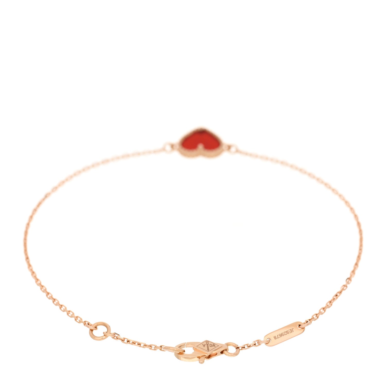 Van Cleef & Arpels 18K Rose Gold Carnelian Sweet Alhambra Heart Bracelet 2 of 4