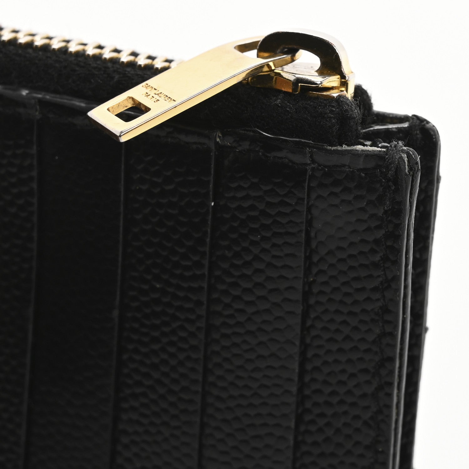 Saint Laurent Monogram Grain de Poudre 5 Fragments Zip Pouch Card Holder Black 11 of 16
