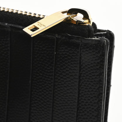 Saint Laurent Monogram Grain de Poudre 5 Fragments Zip Pouch Card Holder Black 11 of 16