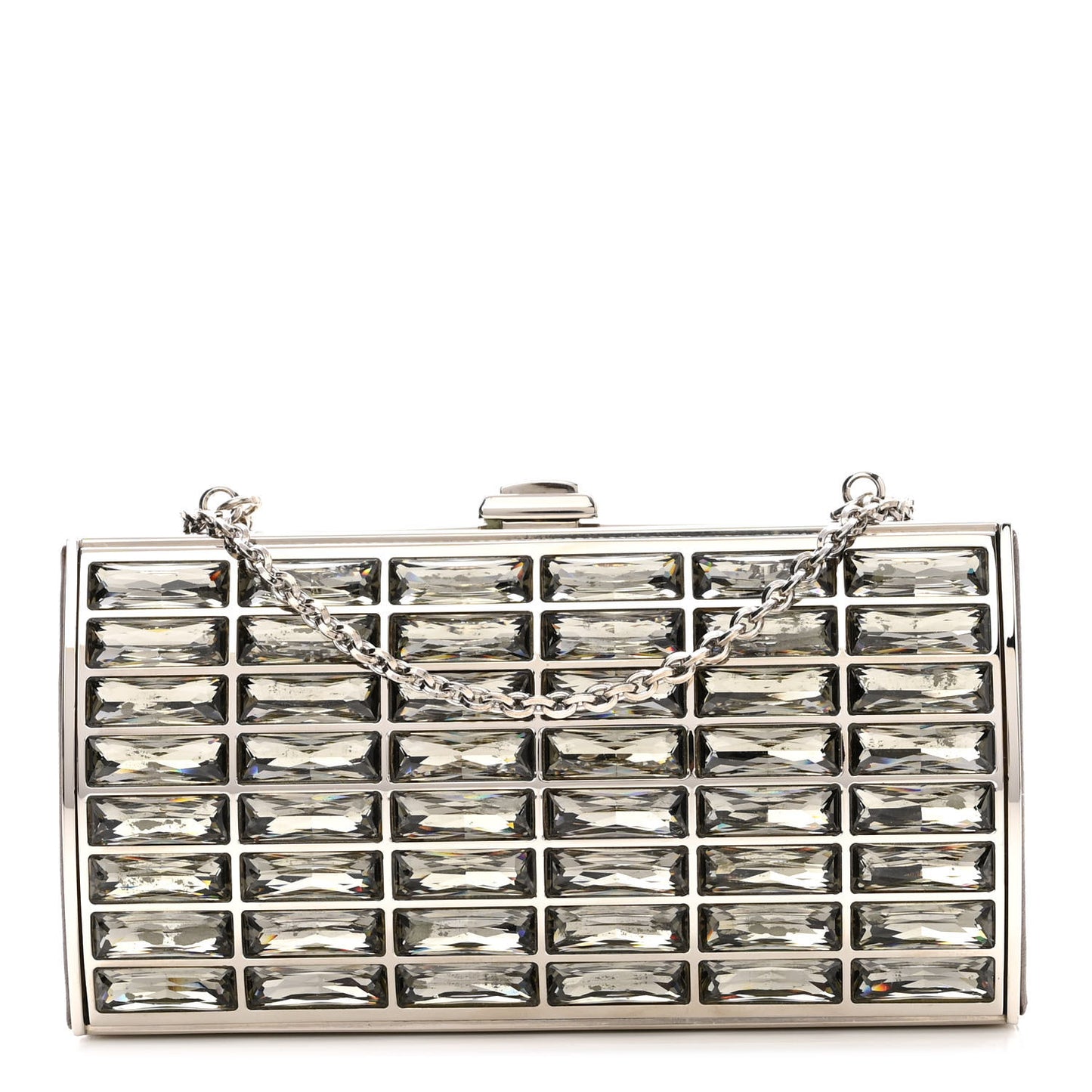 Swarovski Crystal Minaudiere Clutch Silver