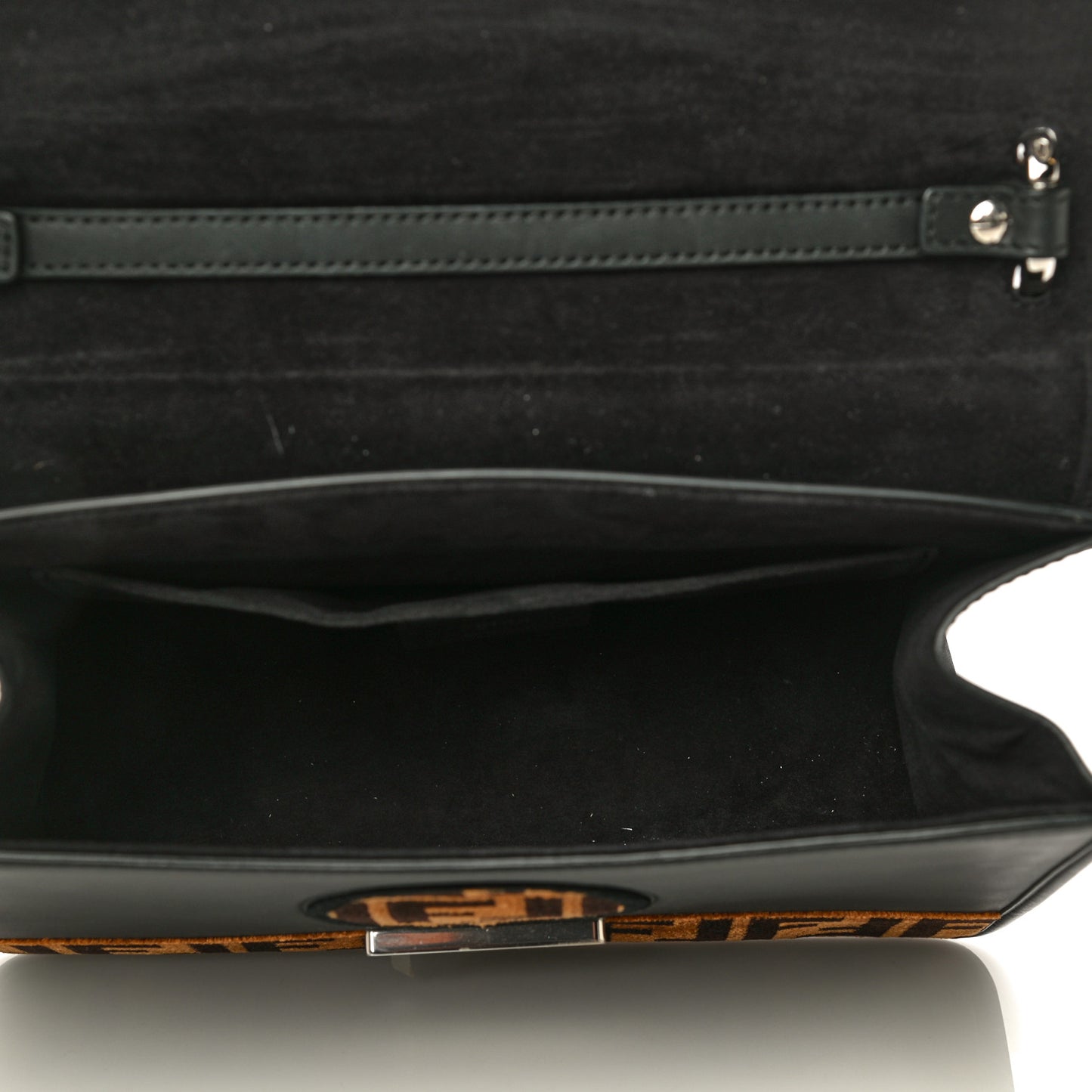Vitello Century Velvet F is Fendi FF Kan I Shoulder Bag Black Tobacco