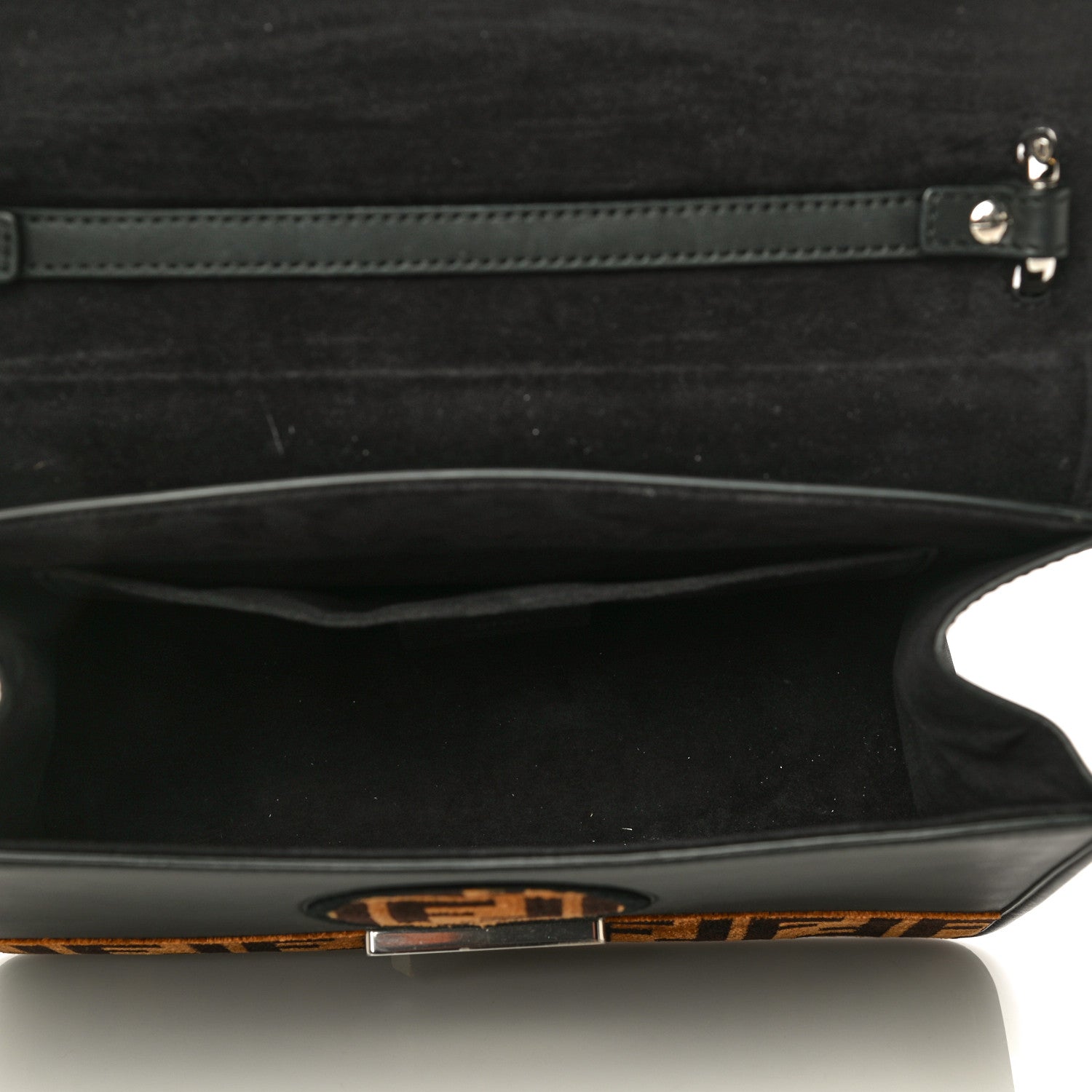 Fendi Vitello Century Velvet F is Fendi FF Kan I Shoulder Bag Black Tobacco 5 of 16