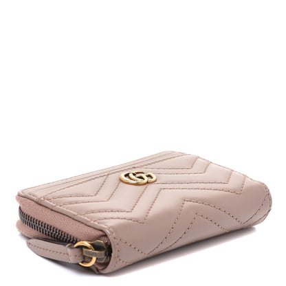 Gucci Calfskin Matelasse GG Marmont Zip Around Card Case Porcelain Rose 4 of 7