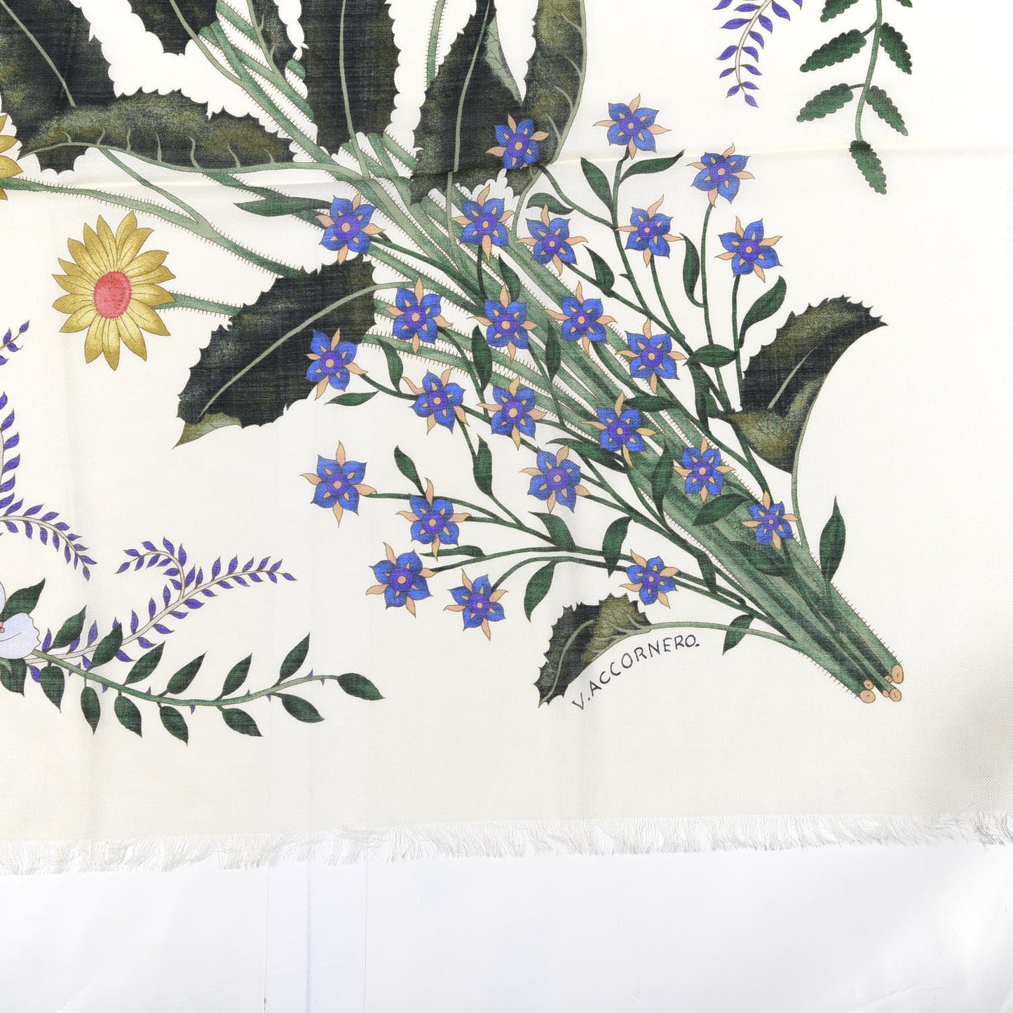 Silk Twill New Flora Square Scarf Ivory