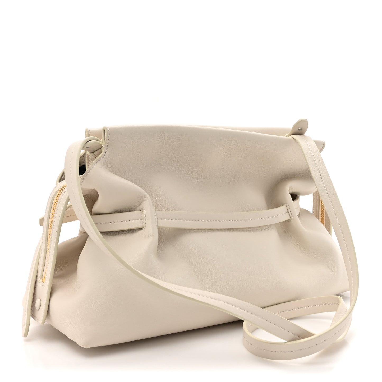 Calfskin Zip Tie Clutch White