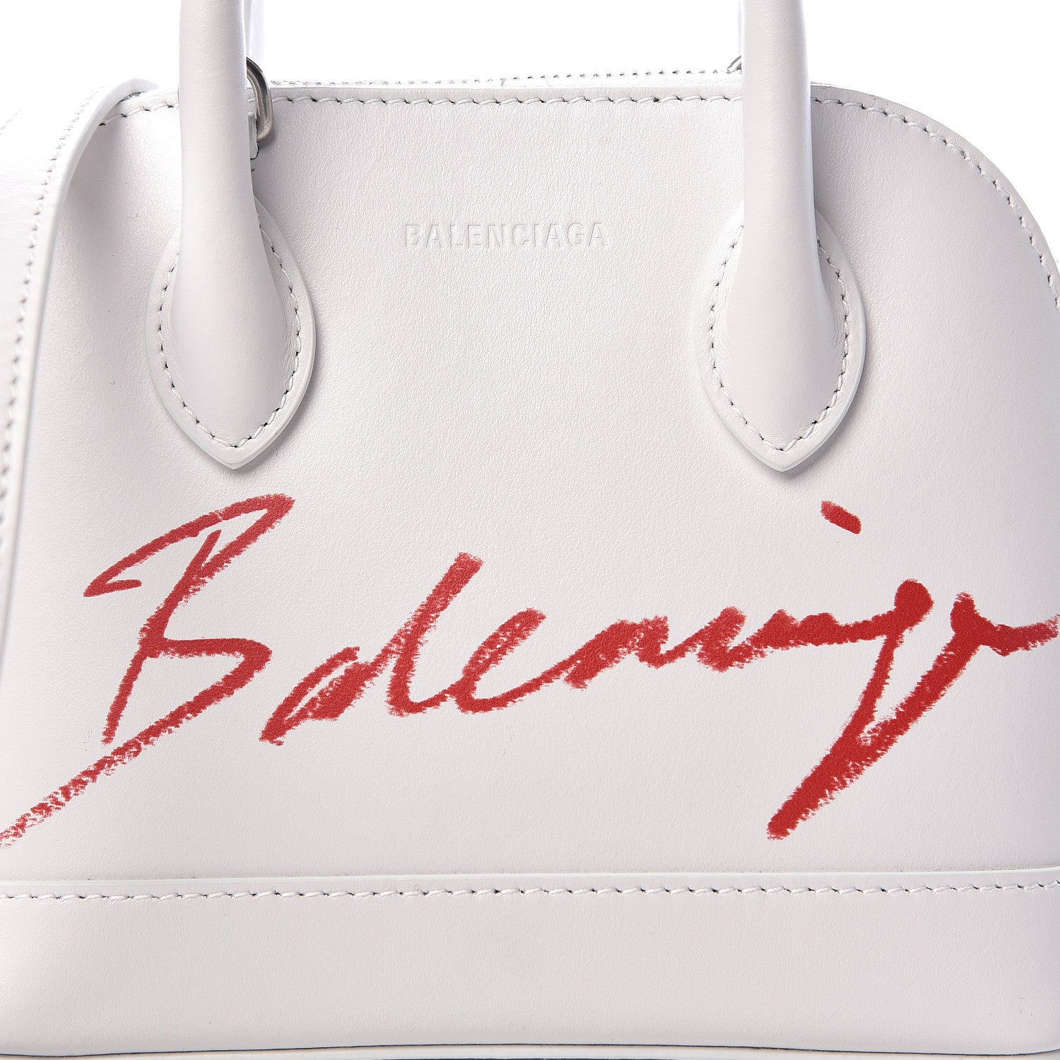 Balenciaga Calfskin Lipstick Logo XXS Ville Top Handle Bag White 11 of 13