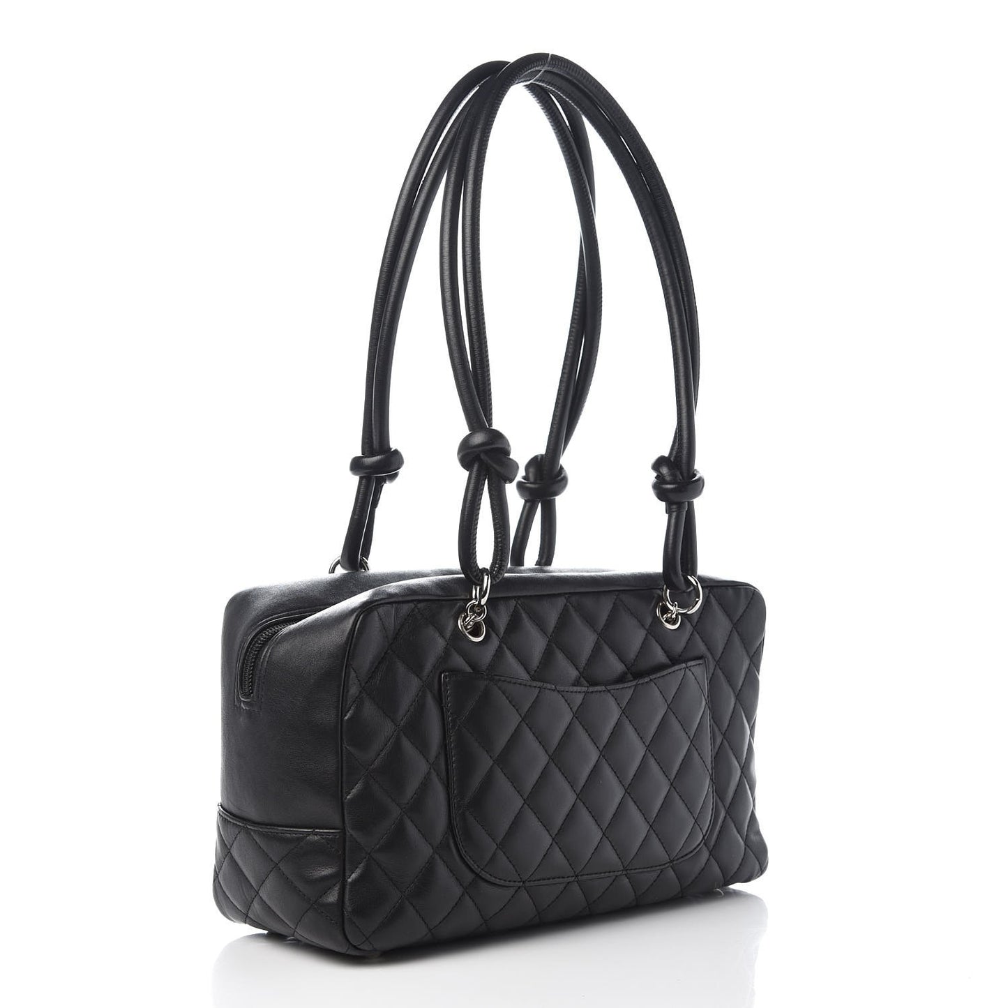 Calfskin Quilted Large Cambon Bowler Black White