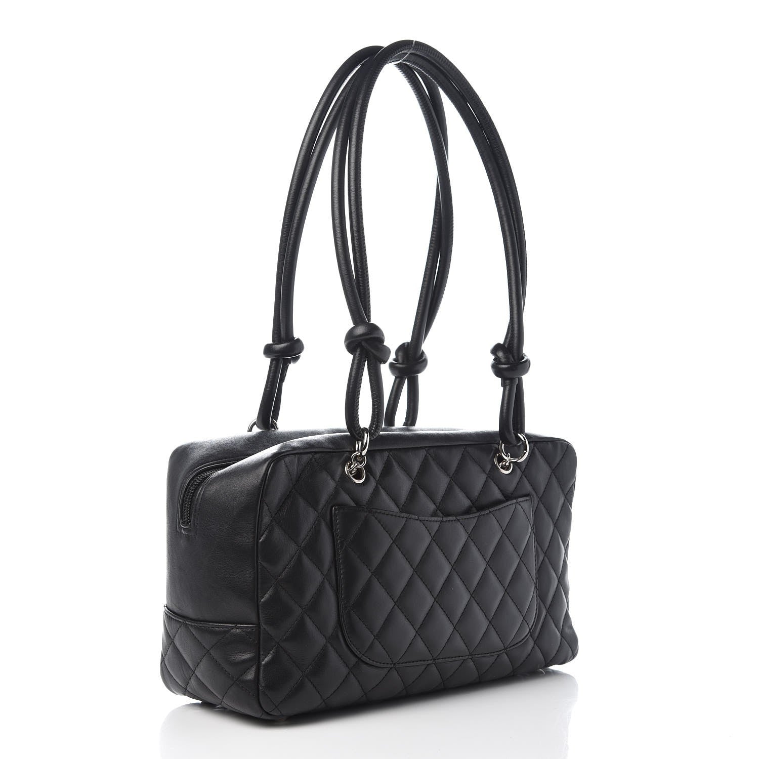 Chanel Calfskin Quilted Large Cambon Bowler Black White 3 of 9