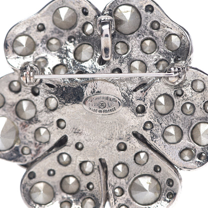 Chanel Swarovski Crystal Camellia CC Brooch Silver 3 of 4