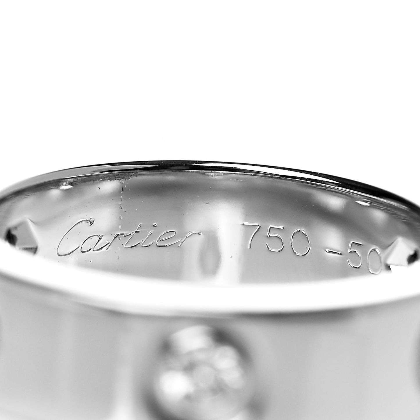 18K White Gold 3 Diamond 5.5mm LOVE Ring 50 5.25