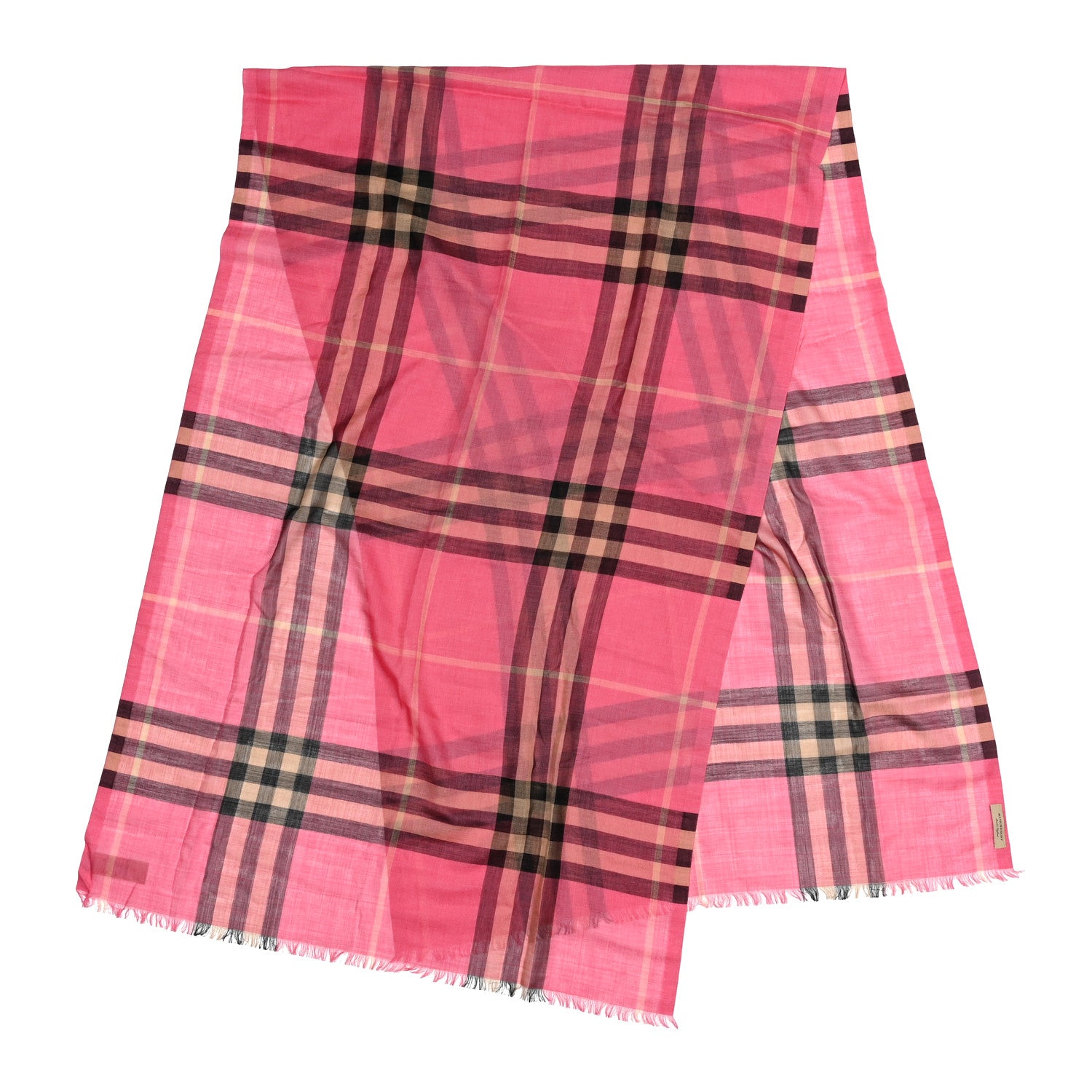 Burberry Wool Silk Gauze Giant Check Scarf Pink 2 of 4