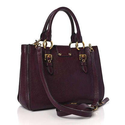 Miu Miu Goatskin Madras Shopping Tote Astrale Rosa 3 of 13