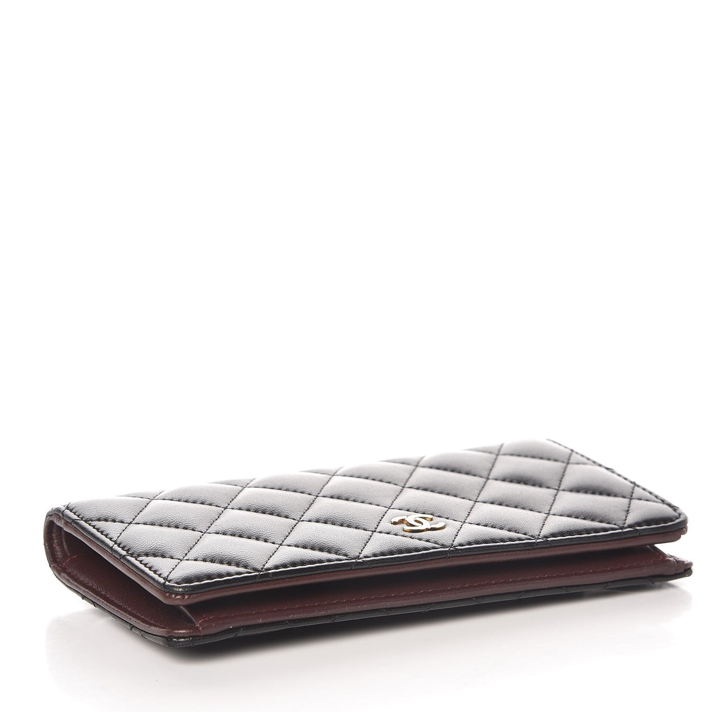 Lambskin Quilted Yen Wallet Black