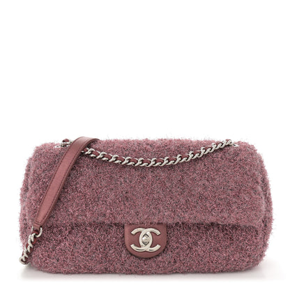 Chanel Lurex Knit Medium Pluto Glitter Flap Pink 1 of 14
