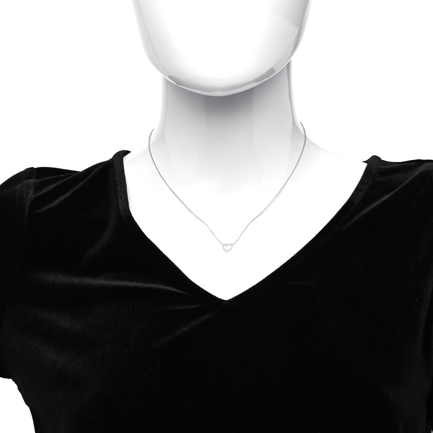 Tiffany 18K White Gold Diamond Metro Heart Pendant Necklace 2 of 6