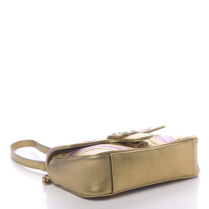 Gucci Metallic Calfskin Matelasse Mini GG Marmont Shoulder Bag Gold Pink 5 of 13