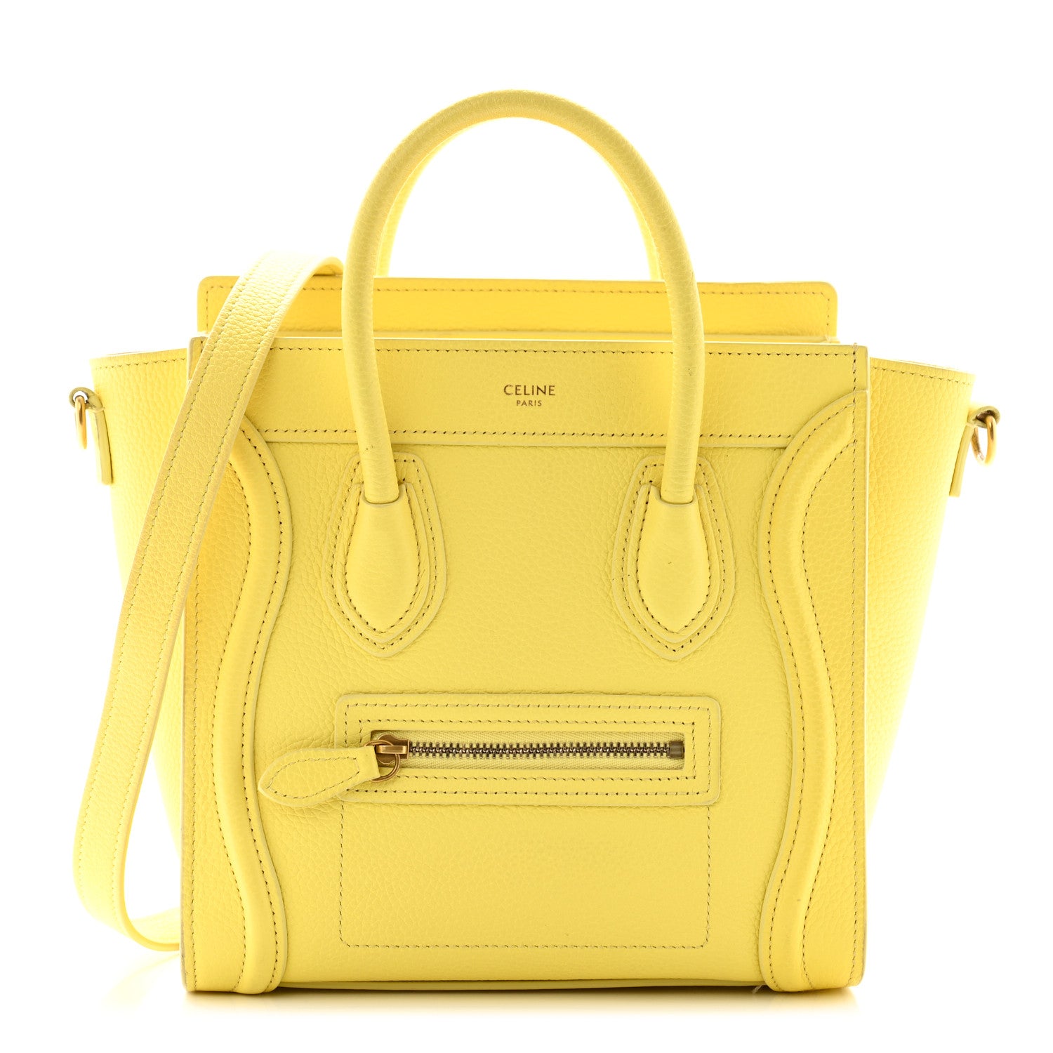 Celine Drummed Calfskin Nano Luggage Acacia 1 of 13