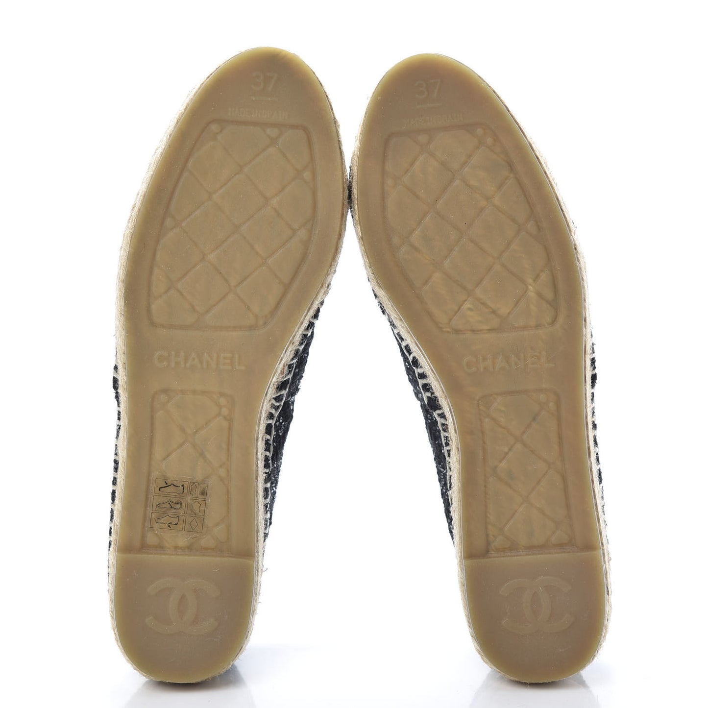Tweed Patent Goatskin Sequin CC Espadrilles 37 Black