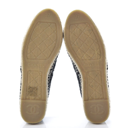 Chanel Tweed Patent Goatskin Sequin CC Espadrilles 37 Black 5 of 12