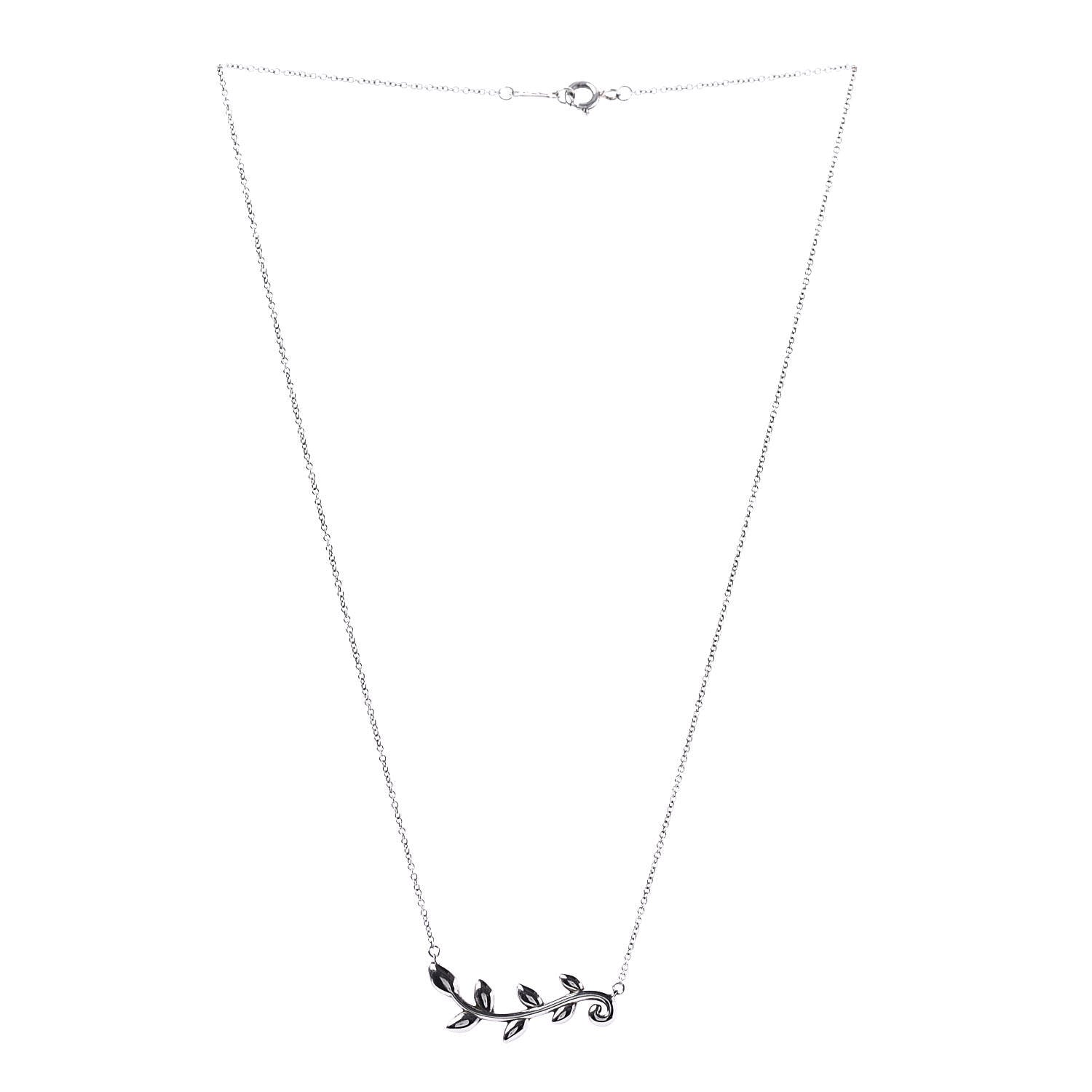 Tiffany Sterling Silver Paloma Picasso Olive Leaf Vine Pendant Necklace 3 of 7
