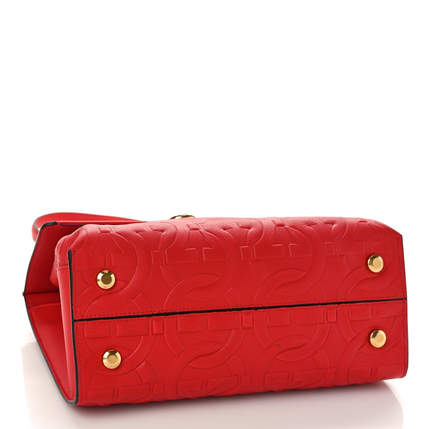 Calfskin Gancini Embossed Trifolio Top Handle Bag Lipstick