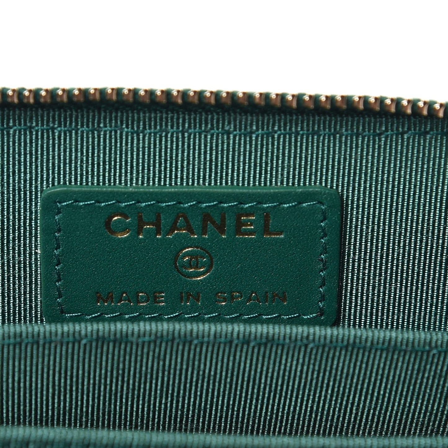 Metallic Caviar Quilted Zip Coin Purse Green