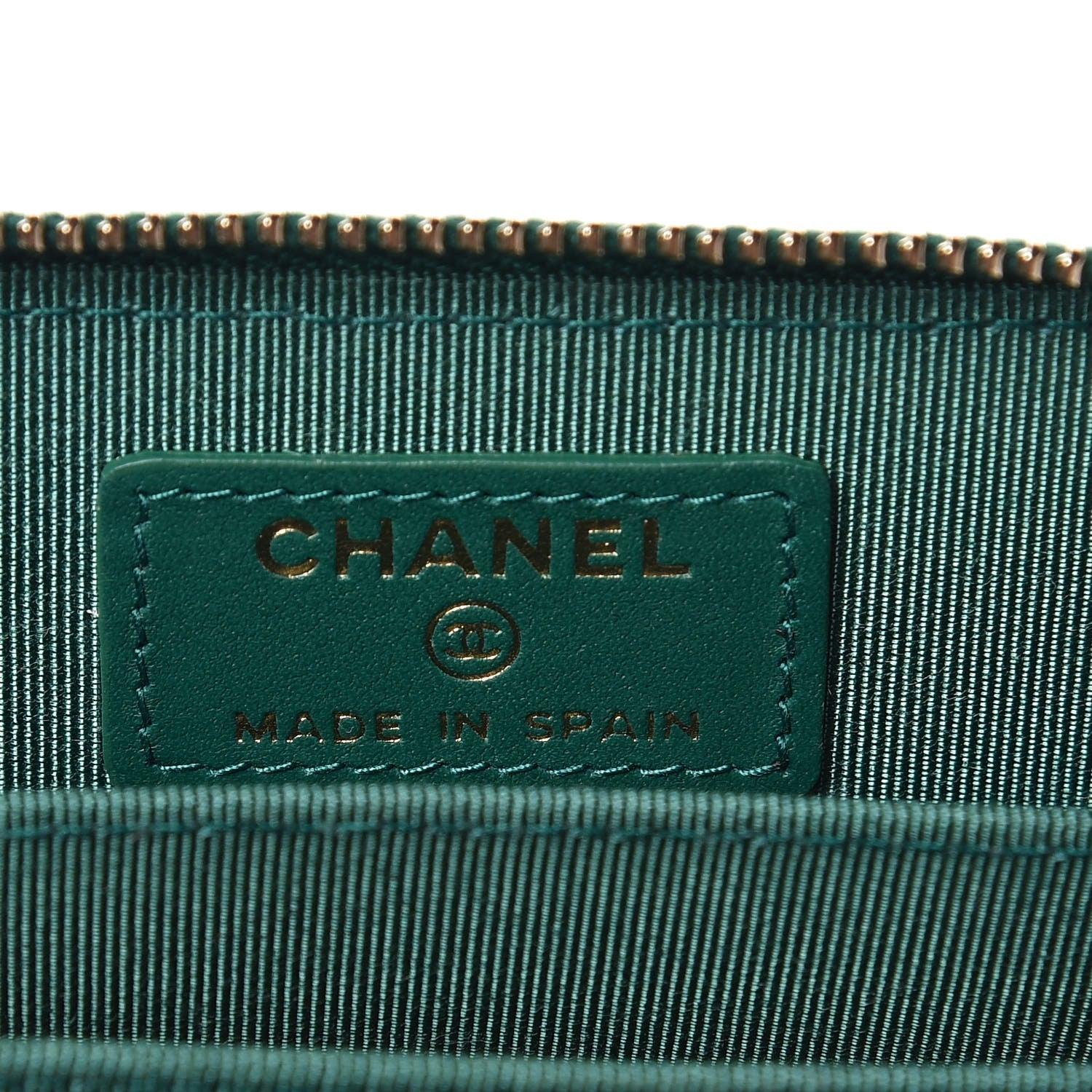 Chanel Metallic Caviar Quilted Zip Coin Purse Green 6 of 8